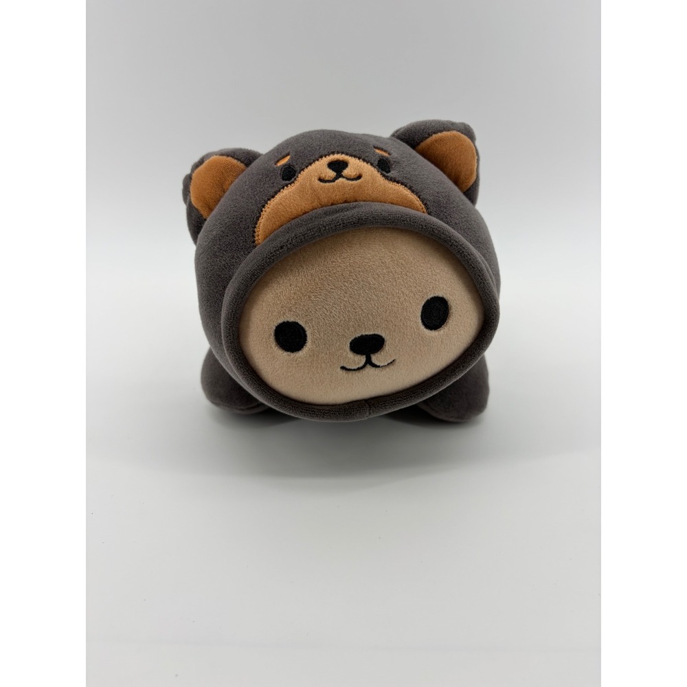 Linzy Toys Smoochy Pals Plush Dog in Bear Hoodie Gray Orange Small Squishy